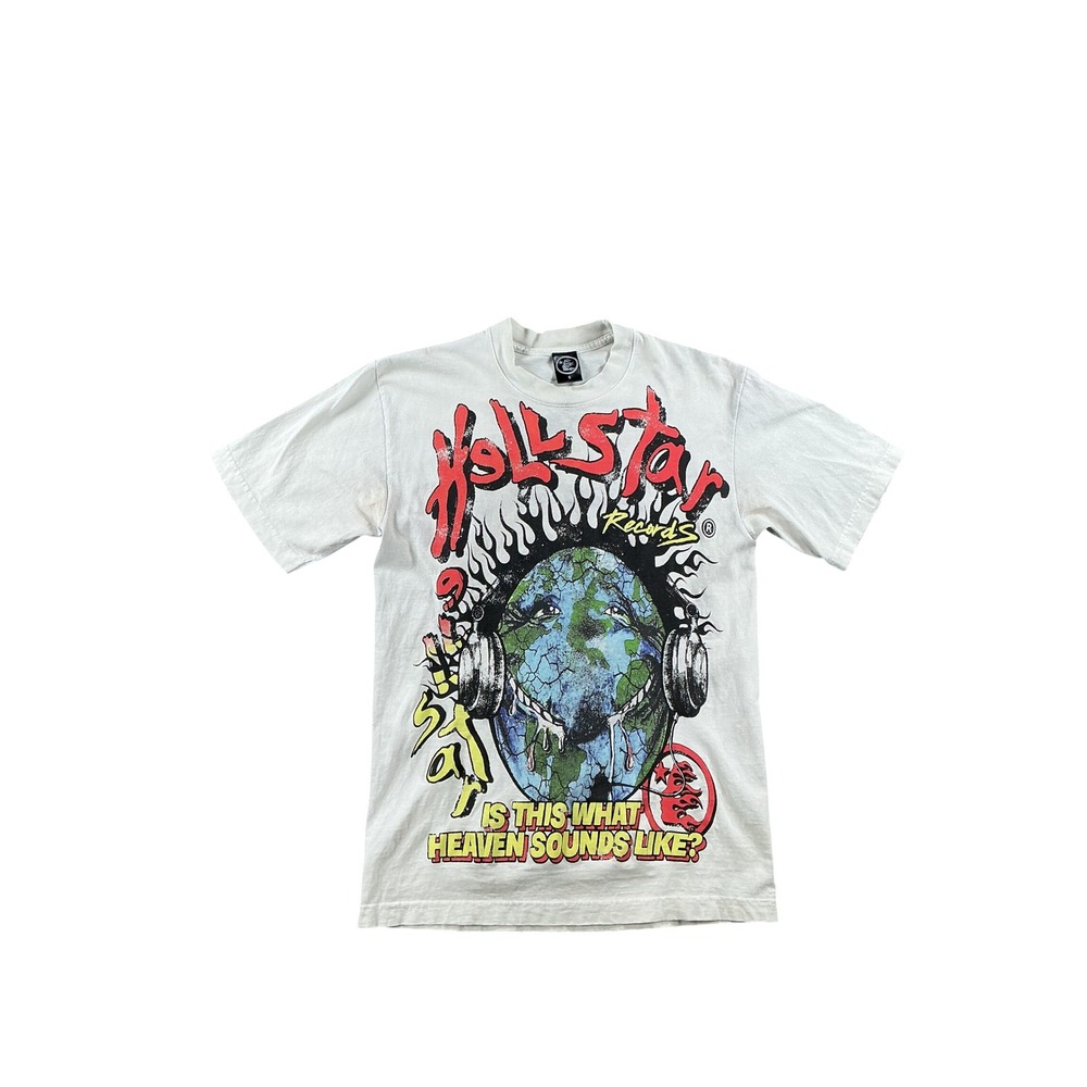 Hellstar Records Graphic T-Shirt White Is This What Heaven Sounds Like Small